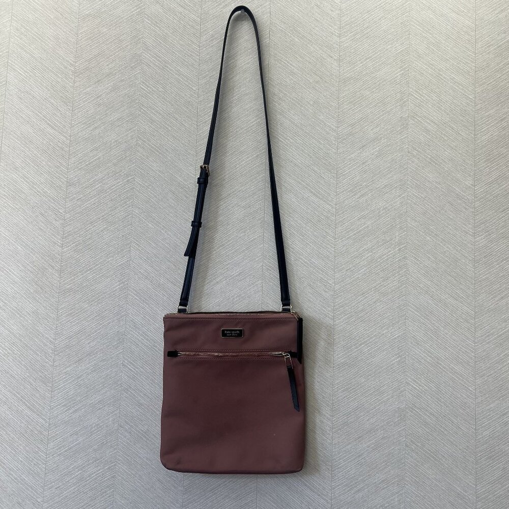 Kate Spade New York Dawn  Flat Nylon and Leather Pink and Black Crossbody Bag - Picture 14 of 15